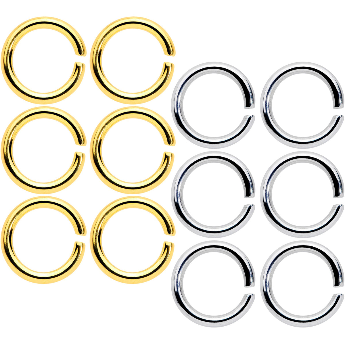 14G 5/16 Steel Gold Tone Seamless Cartilage Ring Set of 12