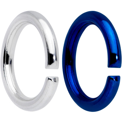 14G 5/16 Steel Blue Anodized Seamless Cartilage Ring Set of 12