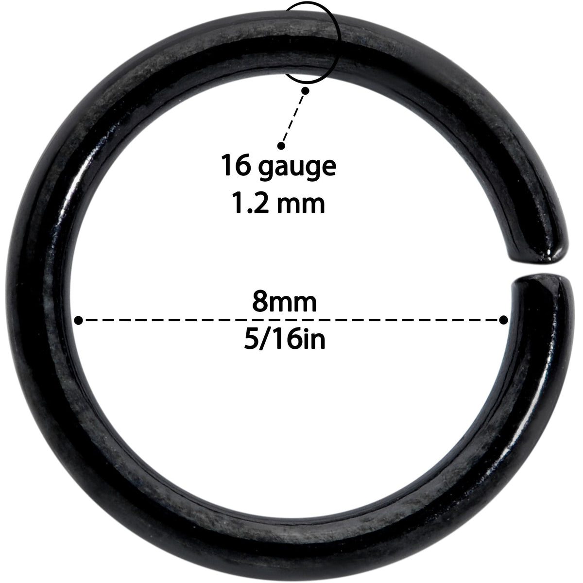 16G 5/16 Steel Black Gold Tone Seamless Cartilage Ring Set of 12