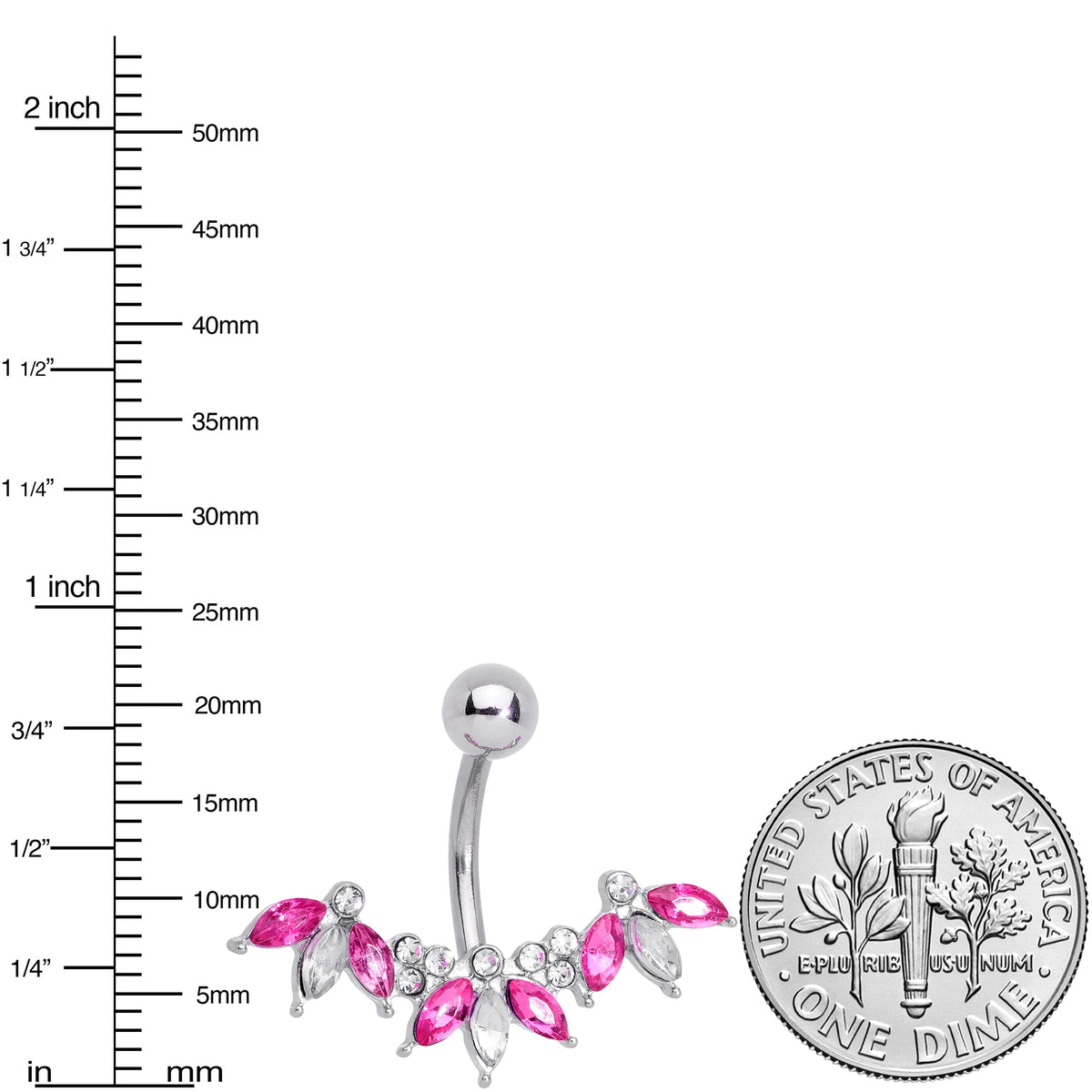 Clear Pink Gem Comely Clusters Belly Ring