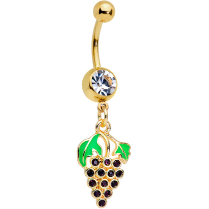 Clear Gem Gold Tone Delicious Grapes Dangle Belly Ring