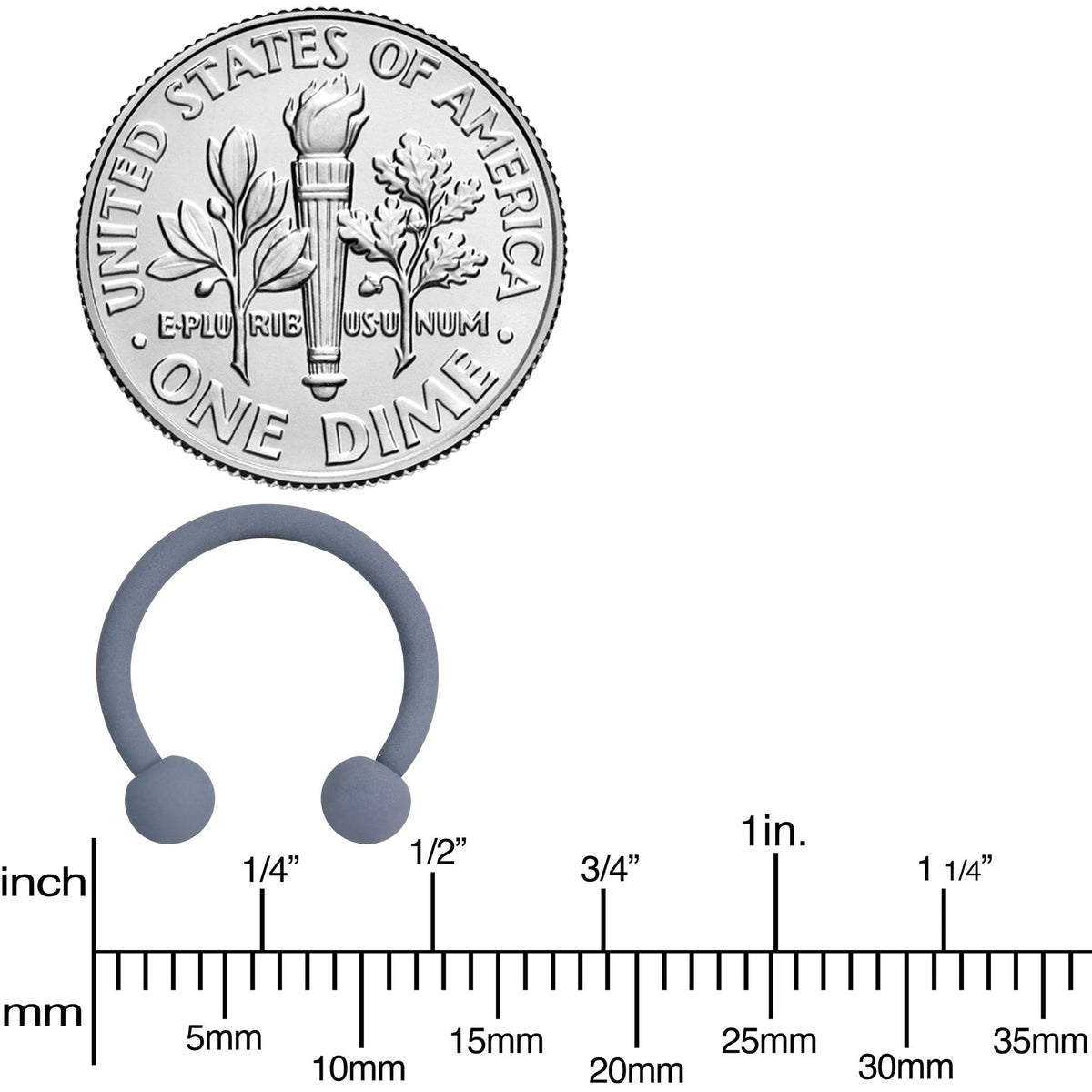 16G 3/8 Gracefully Grey Matte Horseshoe Circular Barbell
