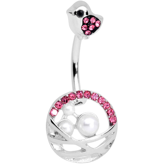 Pink Gem Chick Basket of Eggs Belly Ring