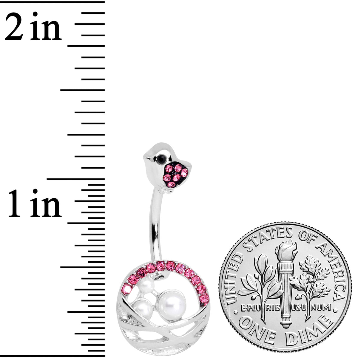 Pink Gem Chick Basket of Eggs Belly Ring