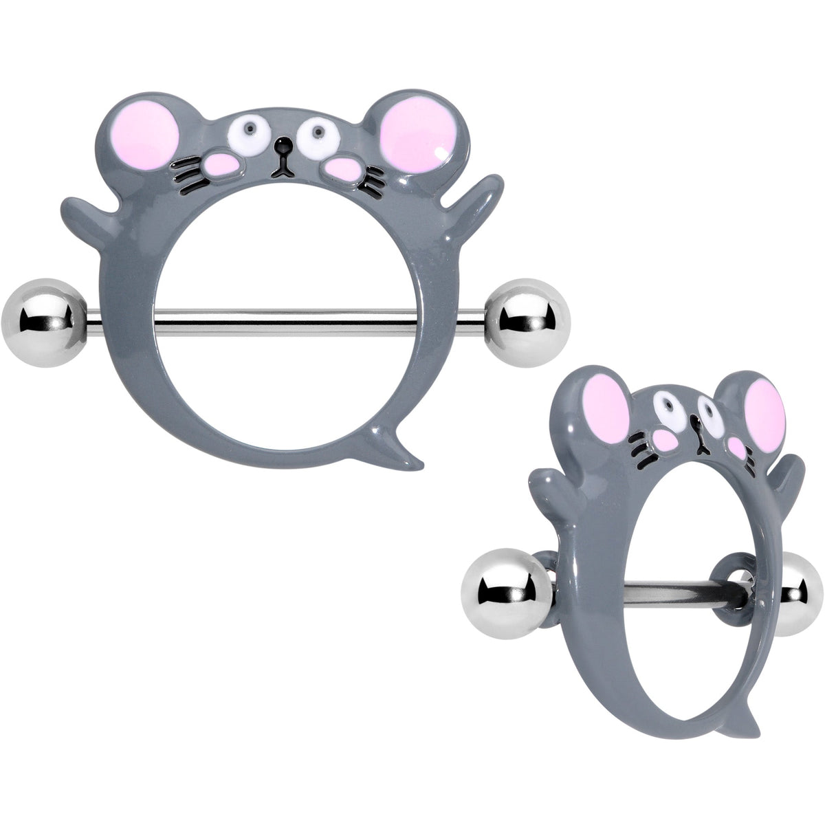 14G 5/8 Merry Grey Mouse Nipple Shield Set