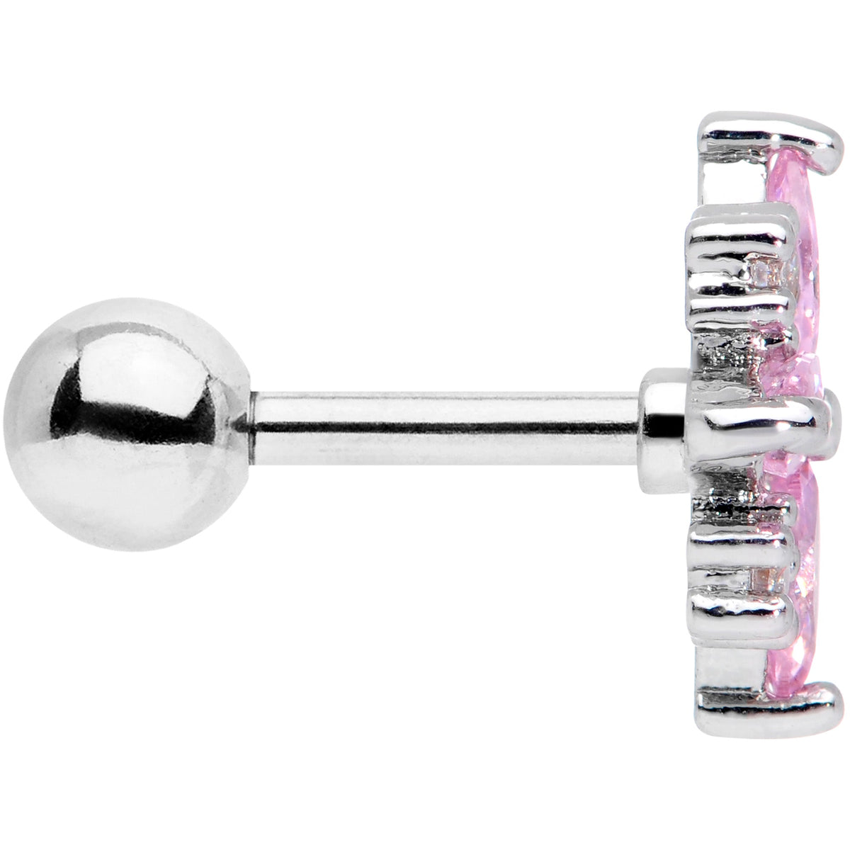 16G 1/4 Clear Pink CZ Gem Star Burst Cartilage Tragus