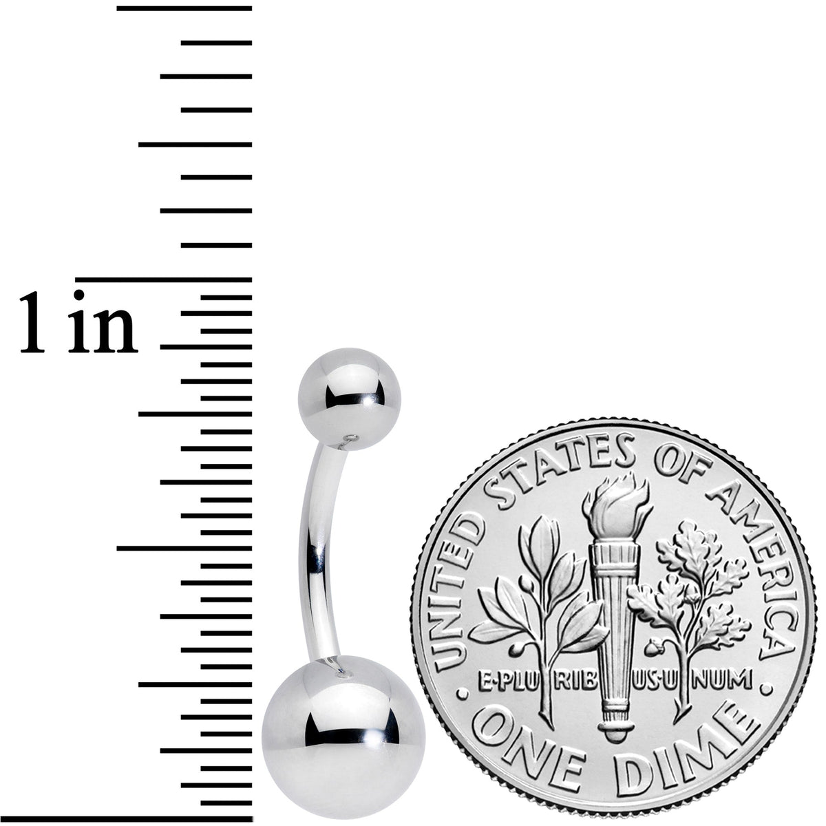 14G 3/8 Grade 23 Large Ball Titanium Belly Ring Curved Barbell