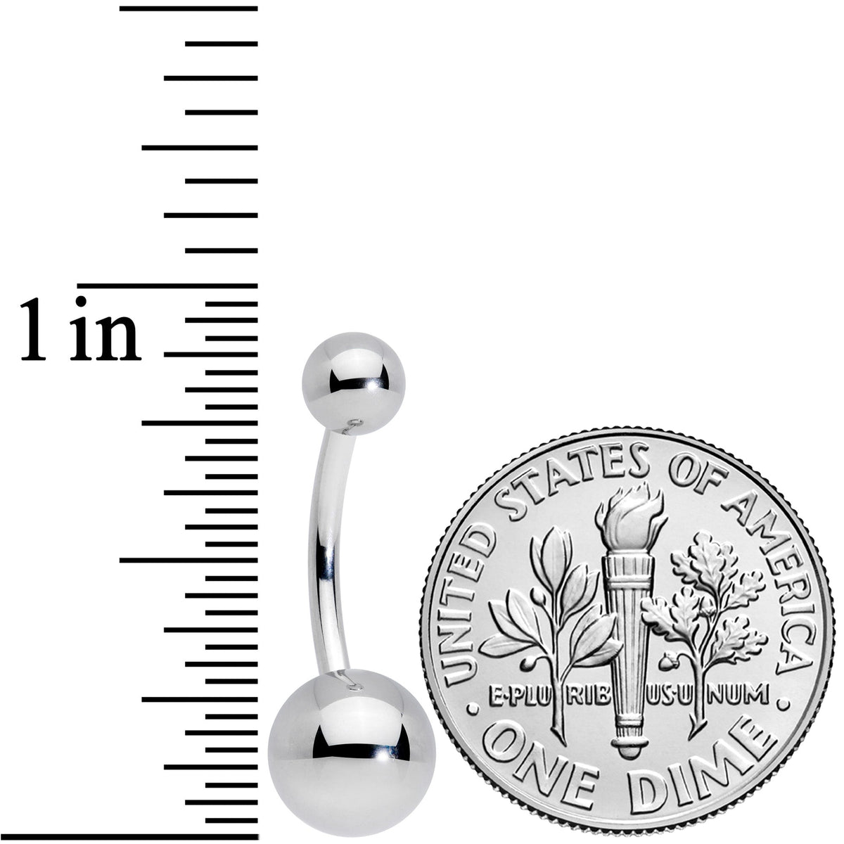 14G 7/16 Grade 23 Titanium Belly Ring Curved Barbell