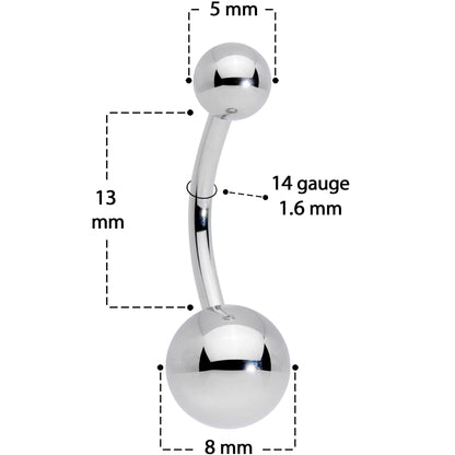 14G 1/2 Grade 23 Titanium Belly Ring Curved Barbell