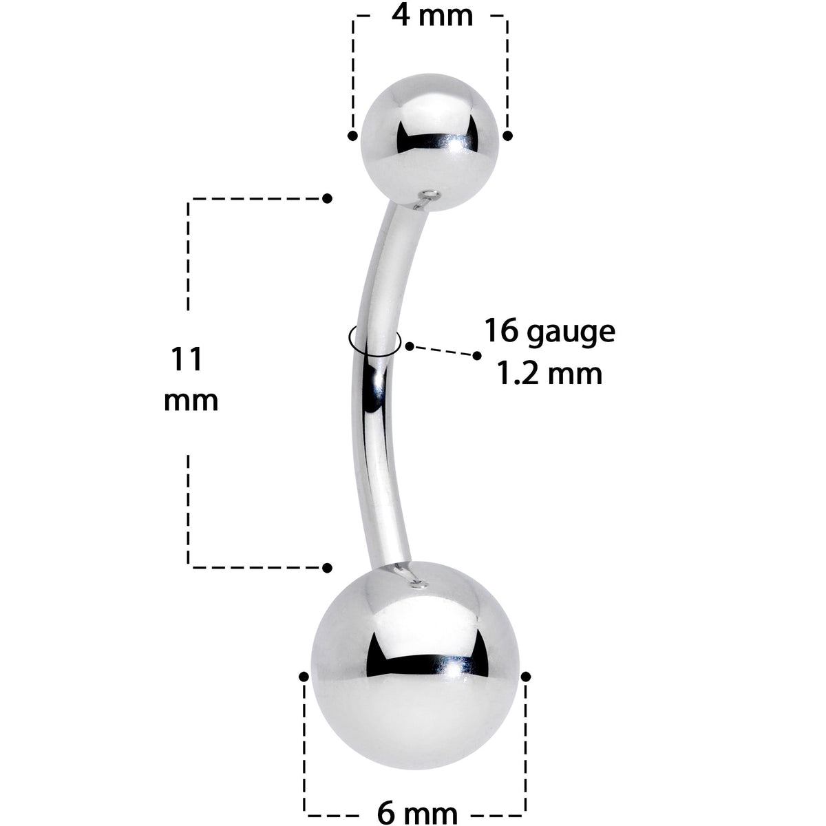 16G 3/8 Grade 23 Titanium Cartilage Curved Barbell