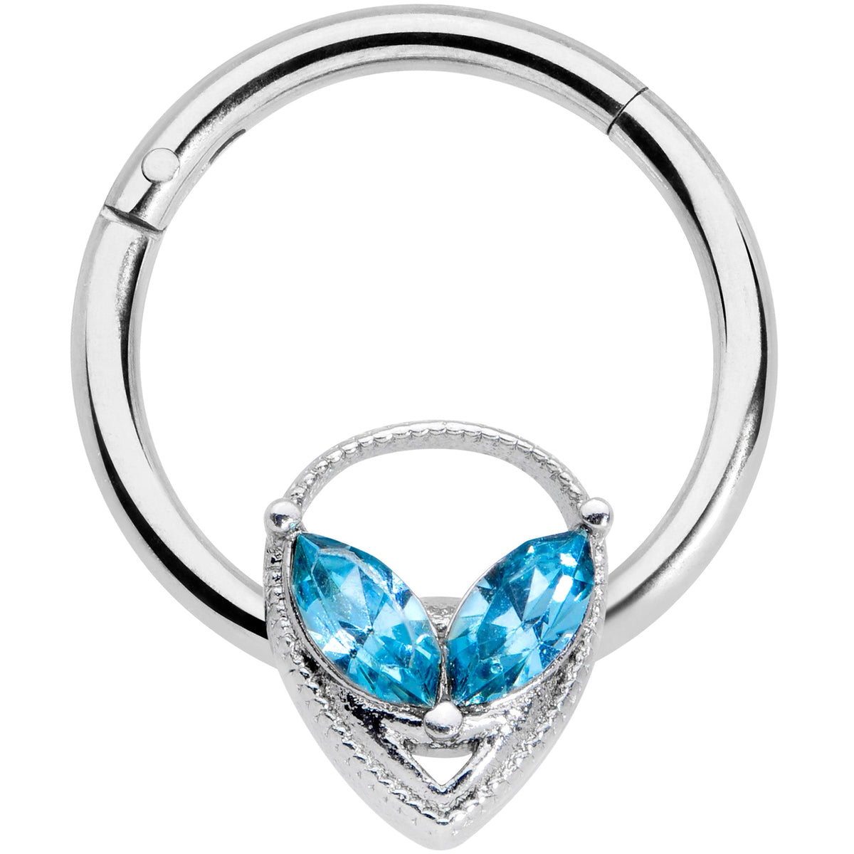 16G 3/8 Aqua Gem Alien Hinged Circular Ring