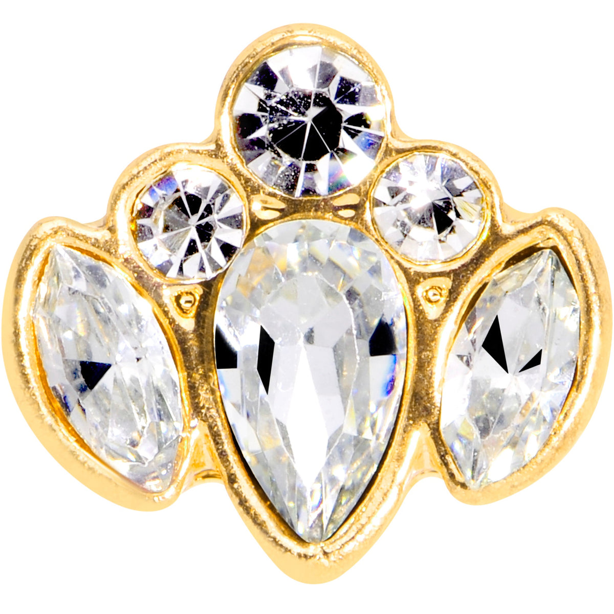 16G 5/16 Clear Gem Gold Tone Cluster Labret Monroe Tragus