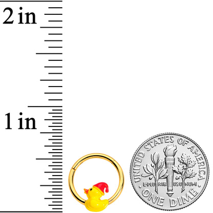 16G 3/8 Gold Tone Sleepy Duck Hinged Segment Ring