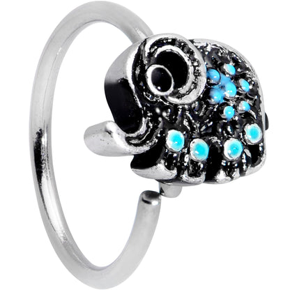 20G 5/16 Aqua Orb Curvy Elephant Nose Hoop