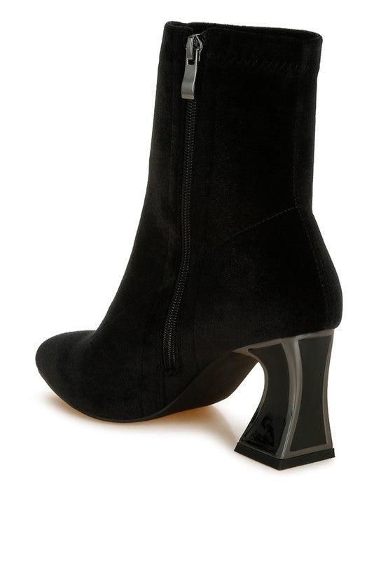 Arcturus Flared Block Heel Velvet Boots