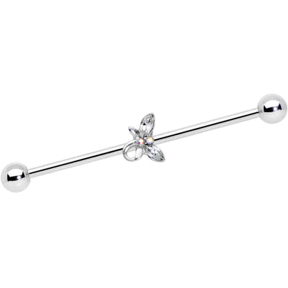14G Clear Aurora Gem Loop Butterfly Industrial Barbell 38mm