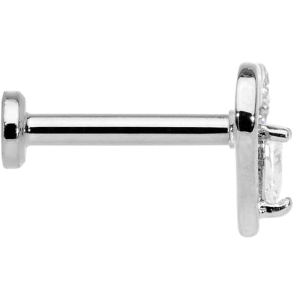 16G 5/16 Clear CZ Gem Airy Heart Internally Threaded Labret