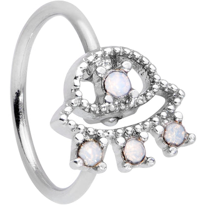 20G 5/16 White Faux Opal UFO Nose Hoop