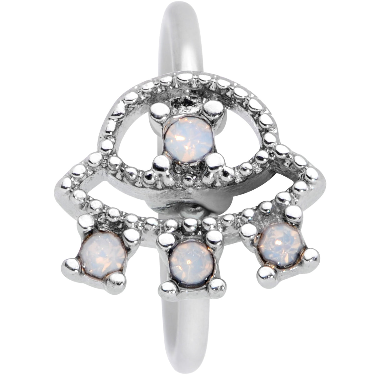 20G 5/16 White Faux Opal UFO Nose Hoop