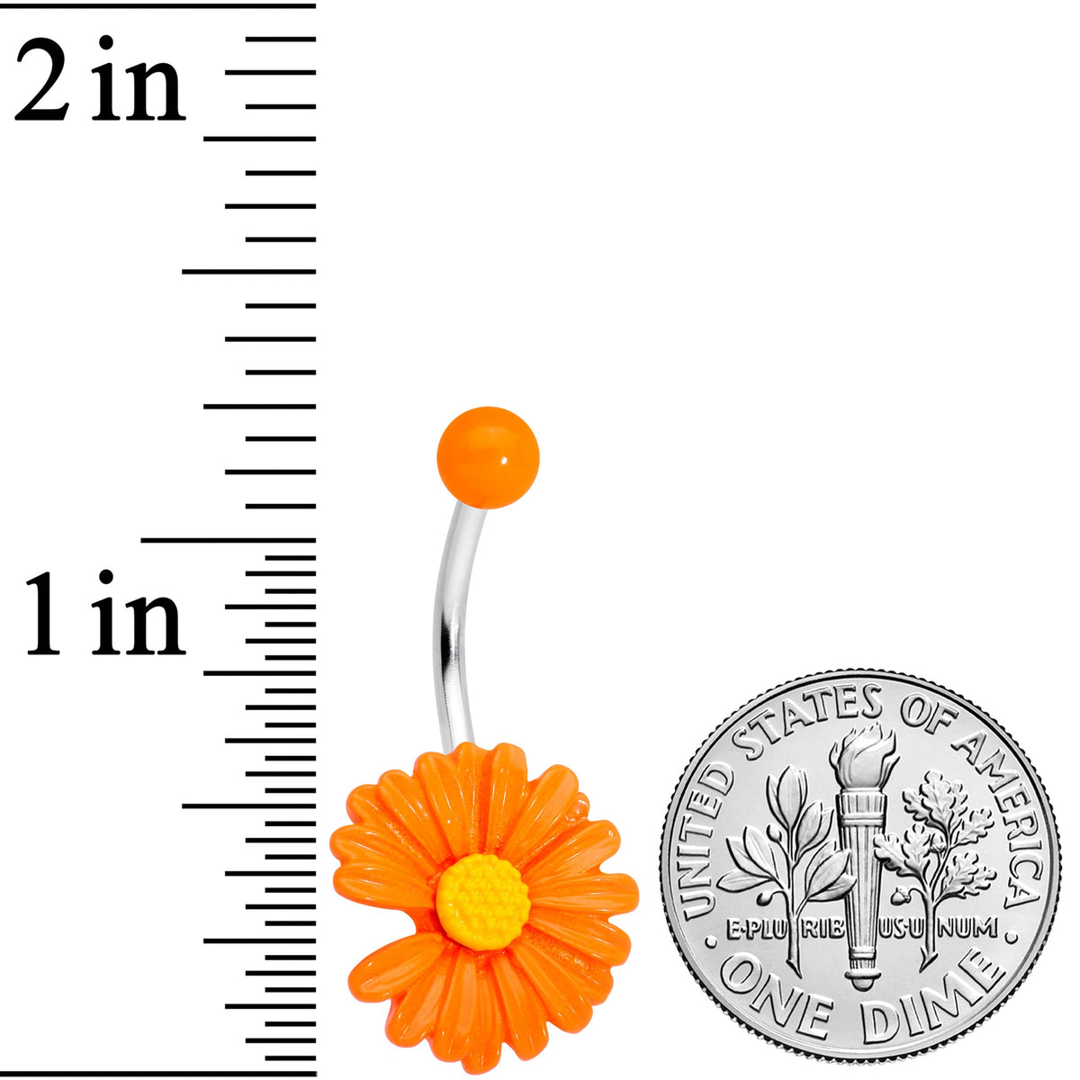 Orange Daisy Flower Belly Ring