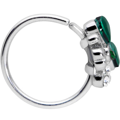 20G 5/16 Clear Green Gem Shamrock St Patricks Day Nose Hoop