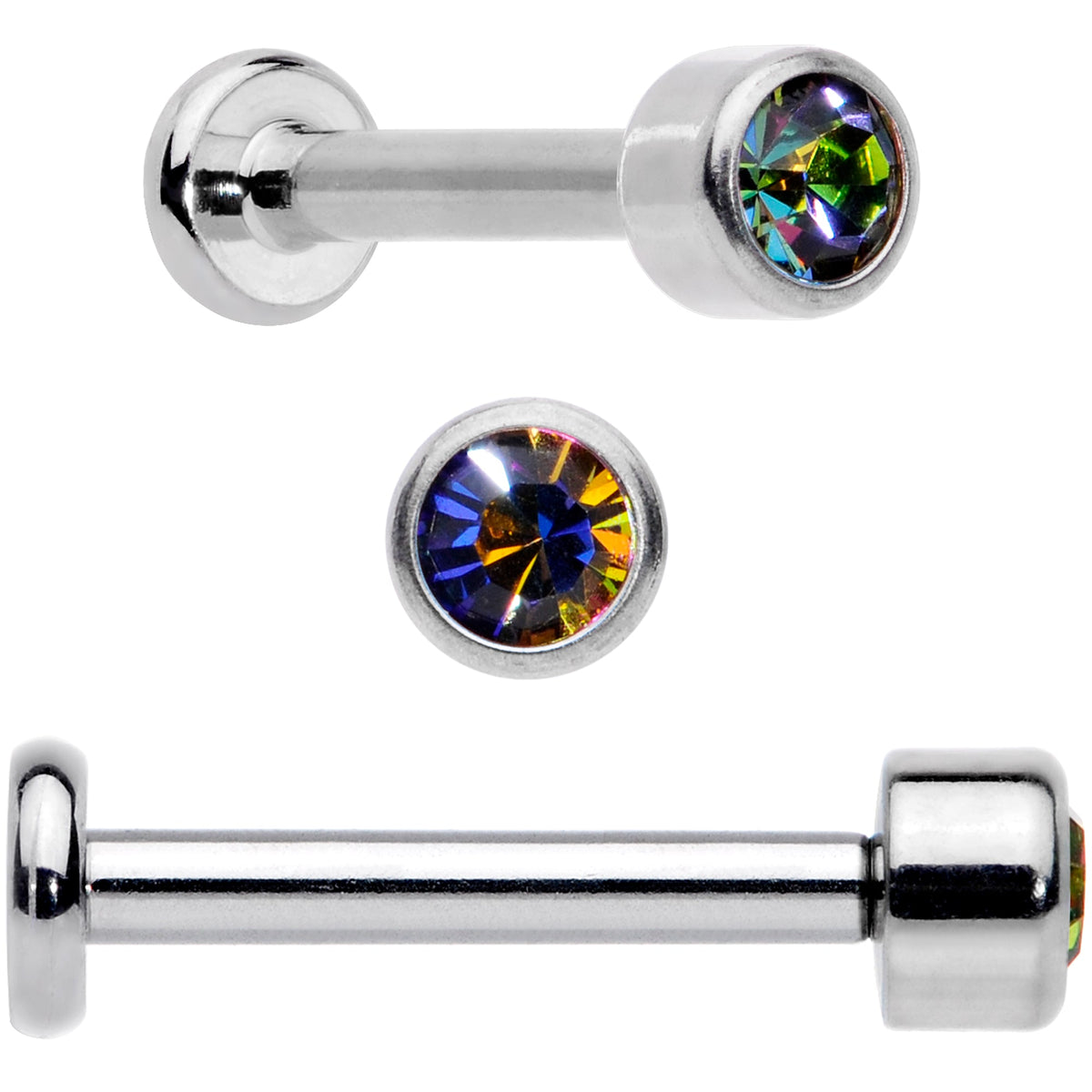 16G 5/16 Vitrail Gem Grade 23 Titanium Internally Threaded Labret
