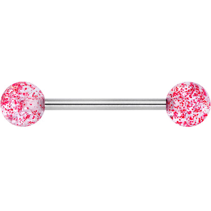 Grade 23 Titanium Red Glitter Ball Barbell Tongue Ring