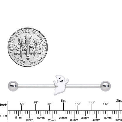 14G Happy Ghost Halloween Industrial Barbell 38mm