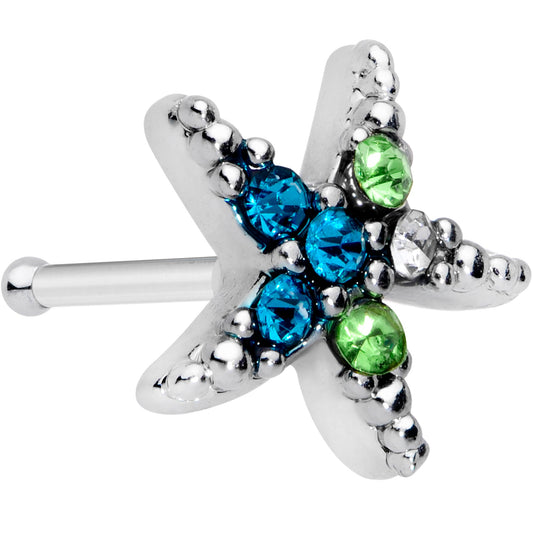 20G 5/16 Blue Green Gem Glam Starfish Nose Bone