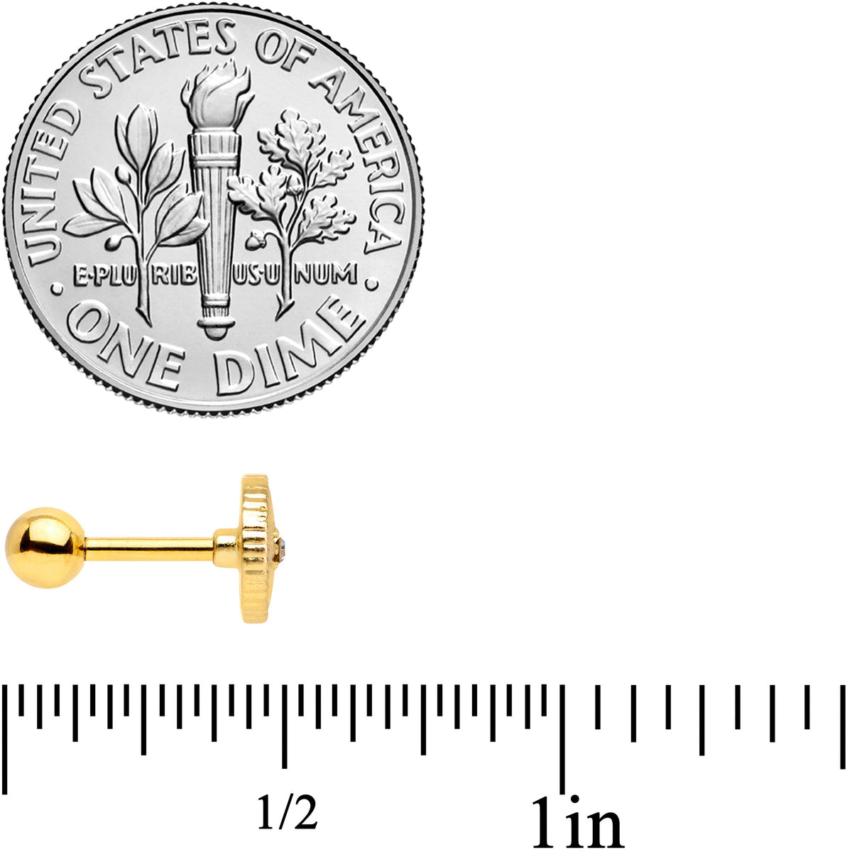 16G 1/4 Clear Gem Gold Tone Sailors Compass Cartilage Tragus