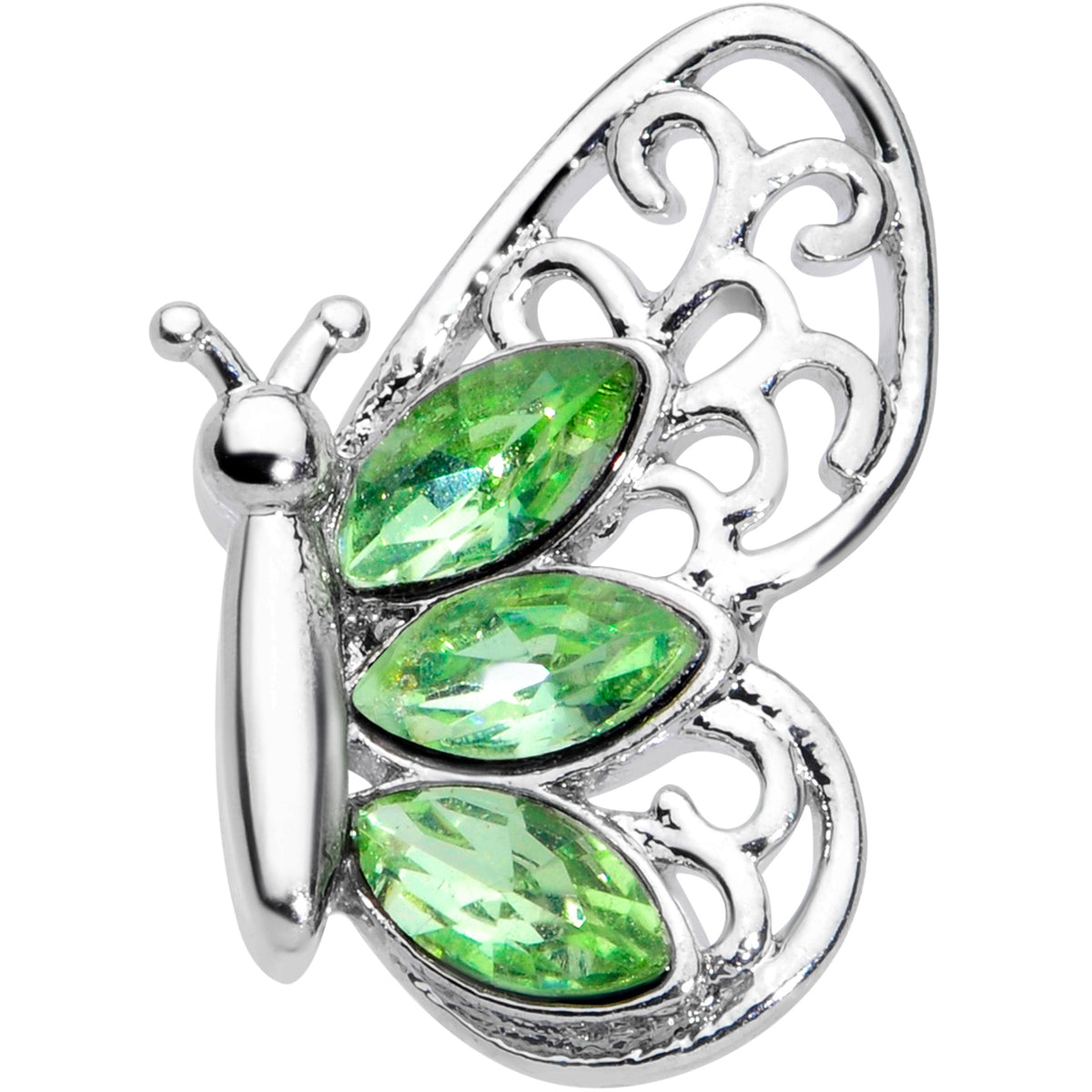 16G 5/16 Green Gem Lacy Butterfly Labret Monroe Tragus