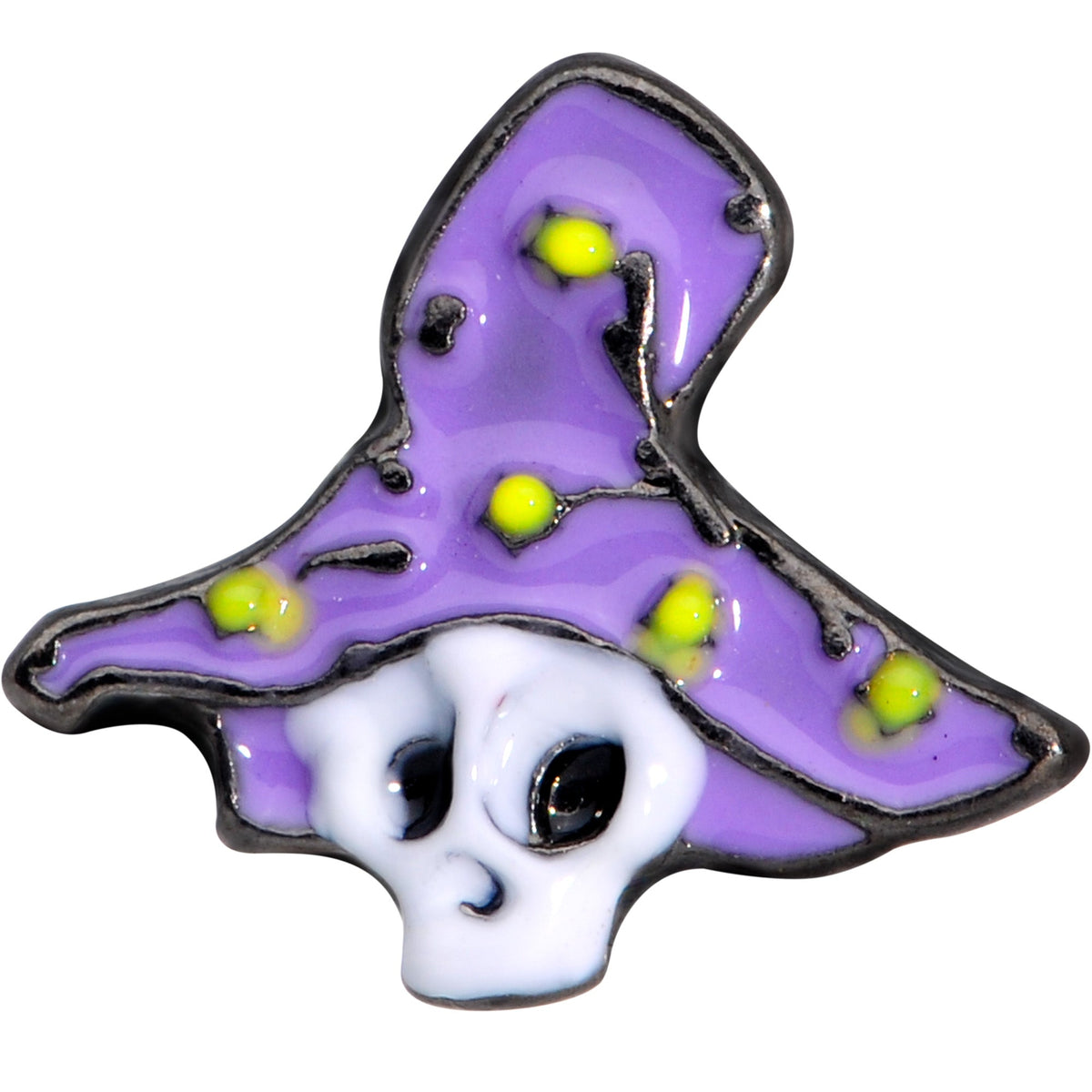 16G 1/4 Black Skull Purple Witch Hat Halloween Cartilage Tragus