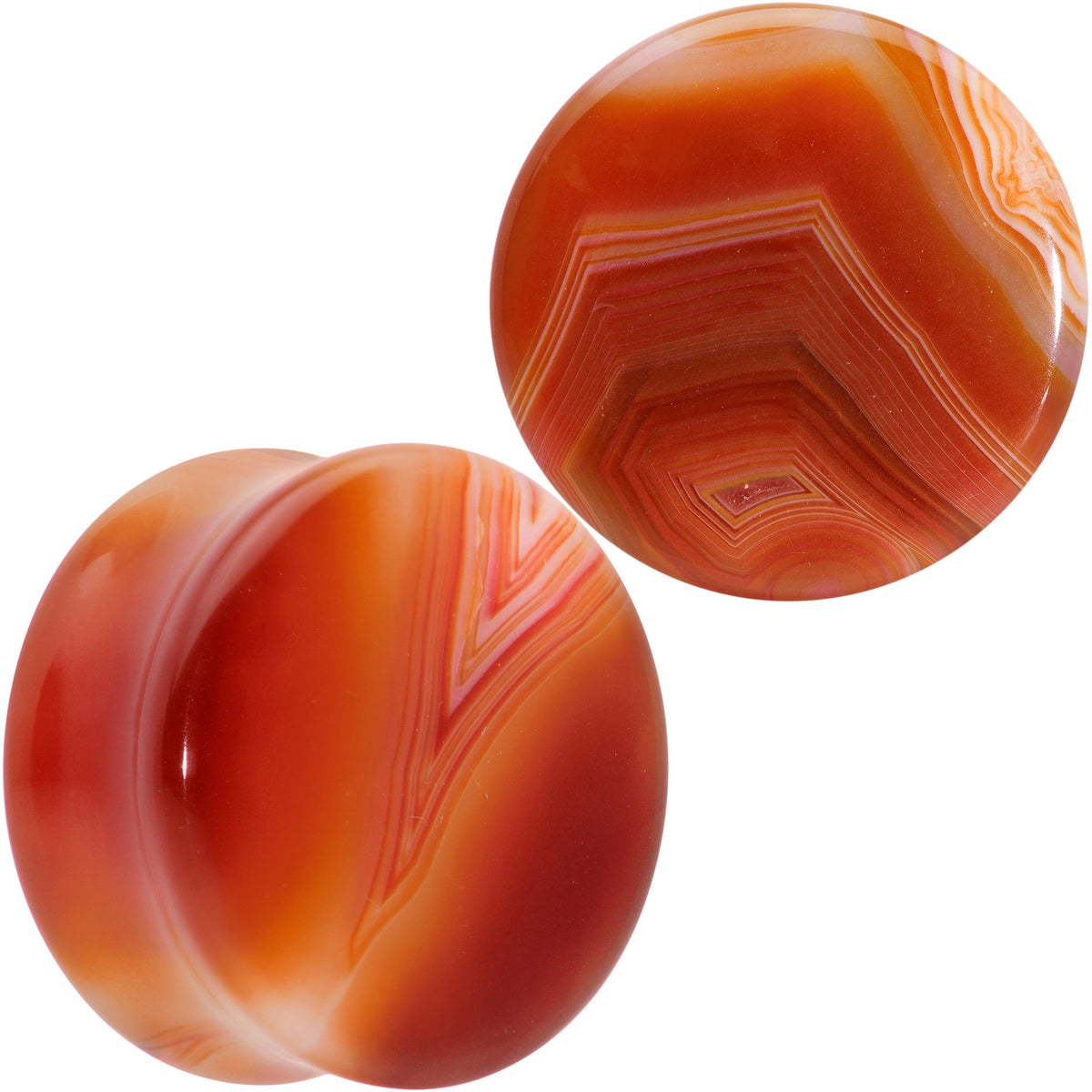 Natural Red Line Agate Stone Saddle Plug Set