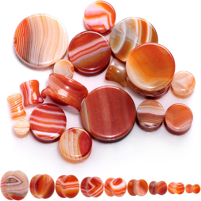 Natural Red Line Agate Stone Saddle Plug Set