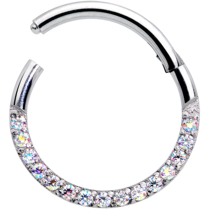 16G 3/8 Aurora Gem Paved Elegance Hinged Segment Ring