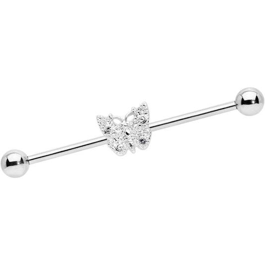 14G Clear Gem Butterfly Industrial Barbell 38mm