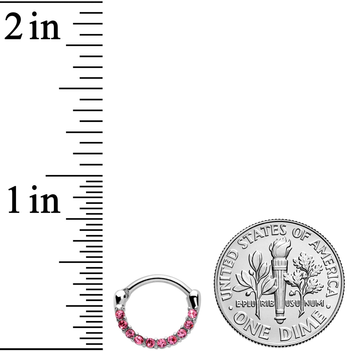 16G 5/16 Pink Gem Paved Cartilage Clicker