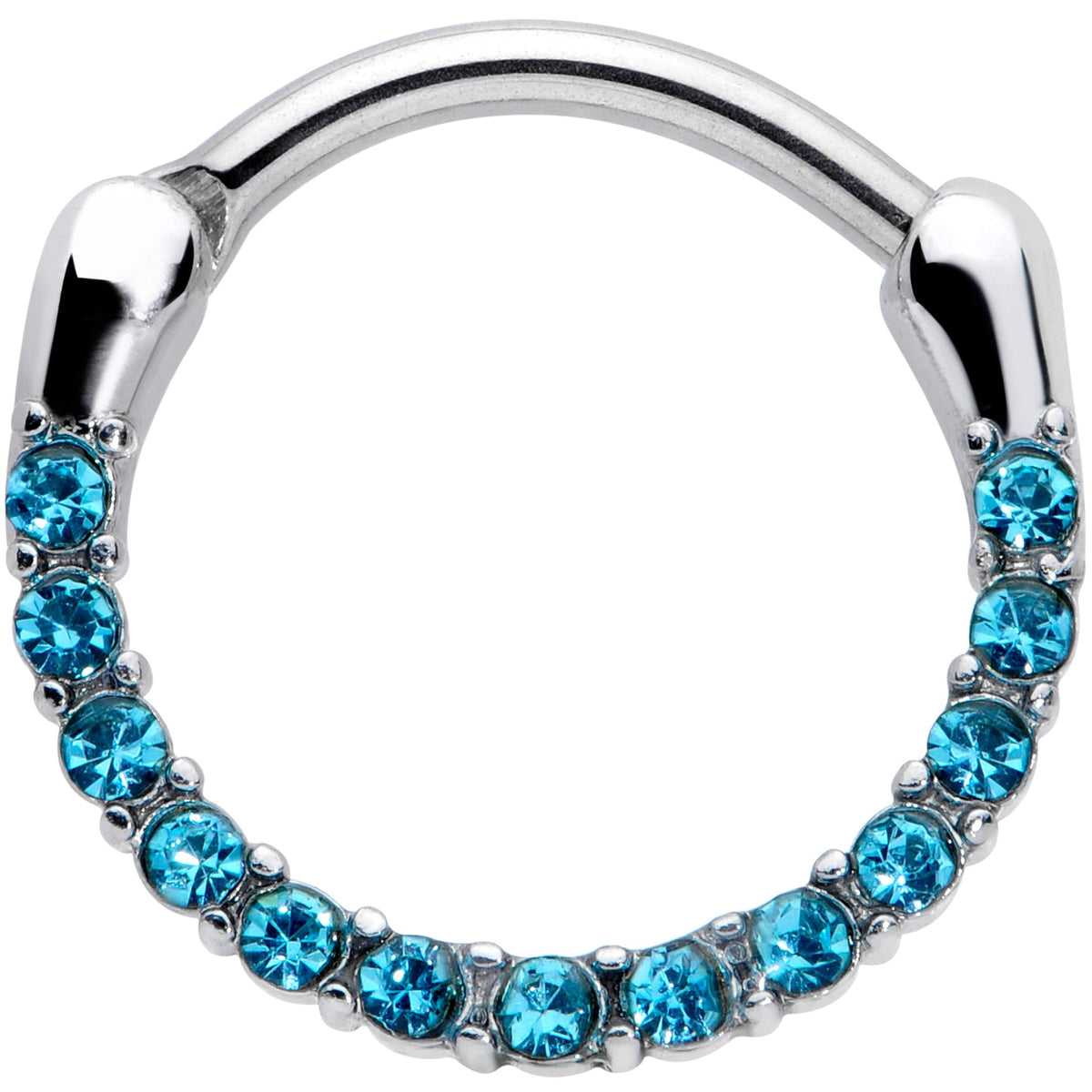 16G 3/8 Baby Blue Gem Paved Cartilage Clicker