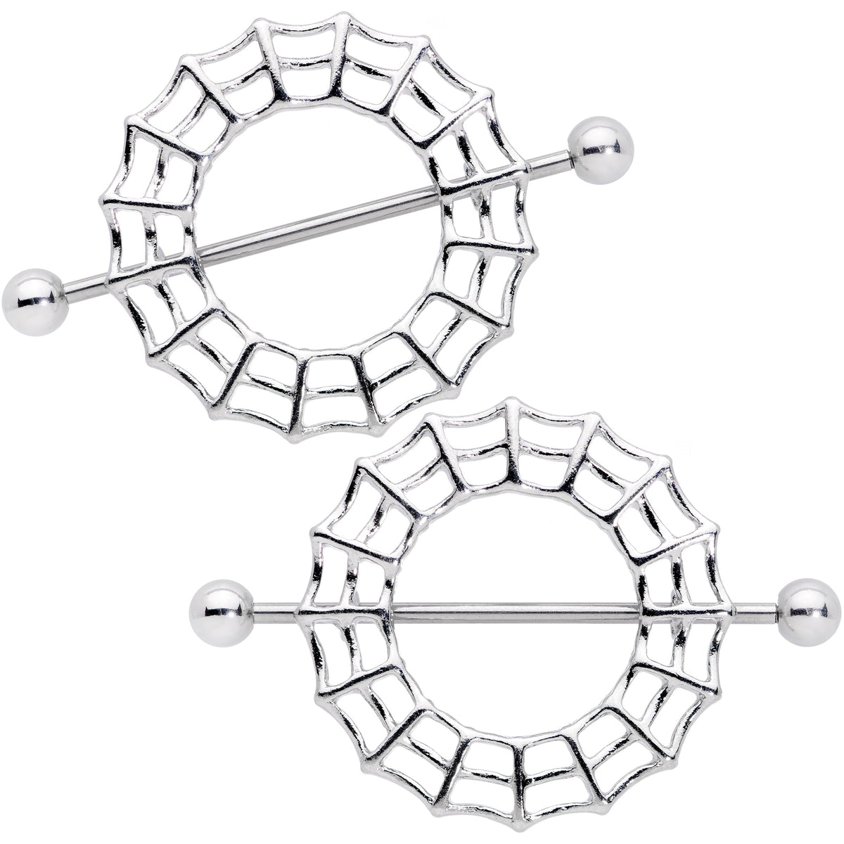 14G 7/8 Sexy Spider Web Halloween Nipple Shield Set