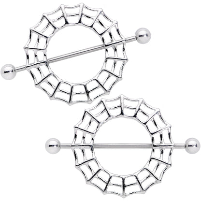 14G 7/8 Sexy Spider Web Halloween Nipple Shield Set