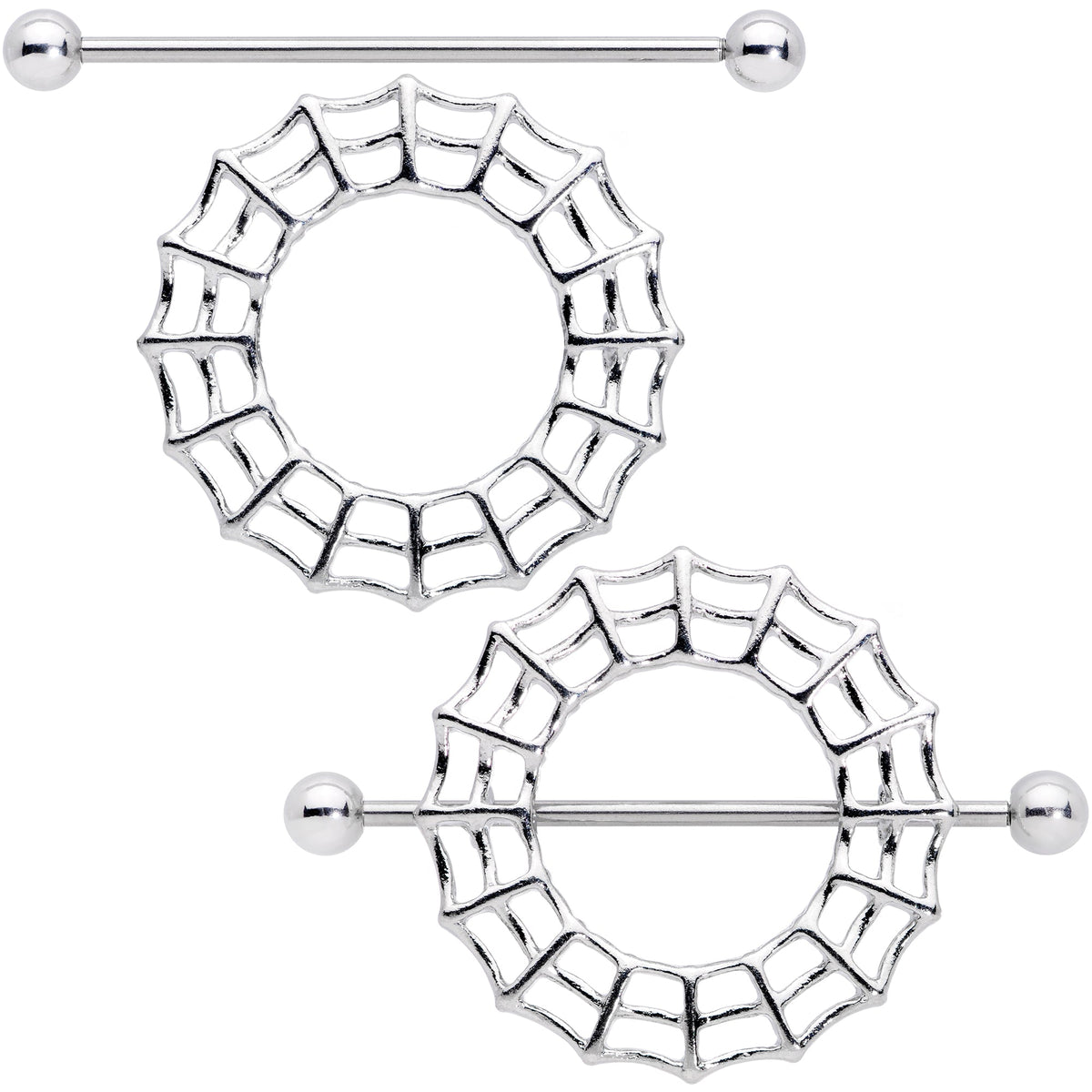 14G 7/8 Sexy Spider Web Halloween Nipple Shield Set