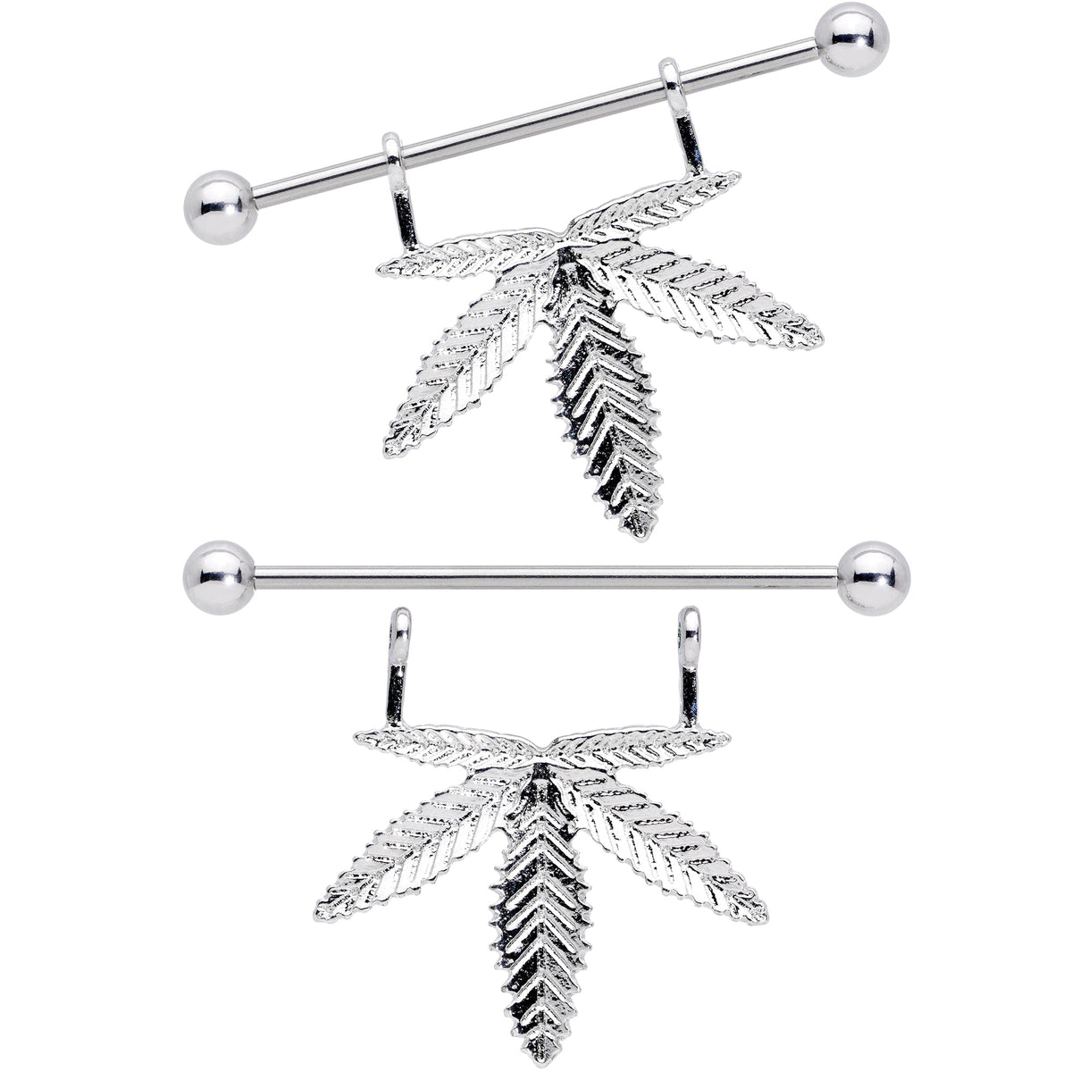 14G 11/16 Hanging Pot Leaf Dangle Nipple Shield Set