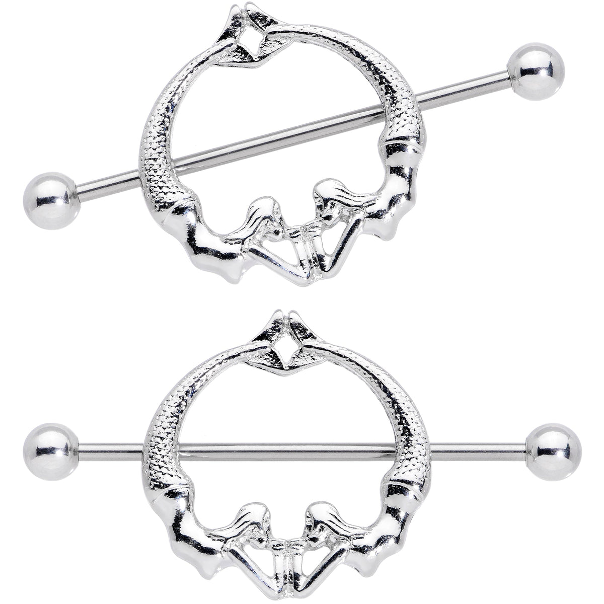 14G 13/16 Double Mermaid Nautical Nipple Shield Set