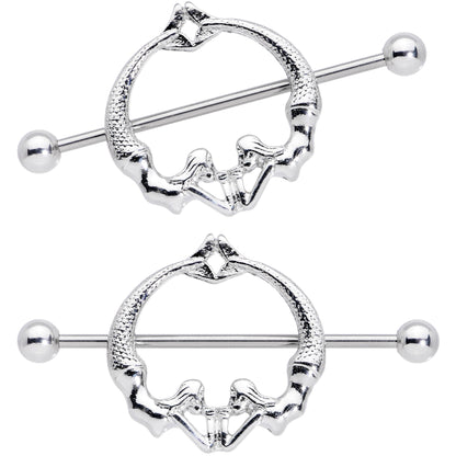 14G 13/16 Double Mermaid Nautical Nipple Shield Set