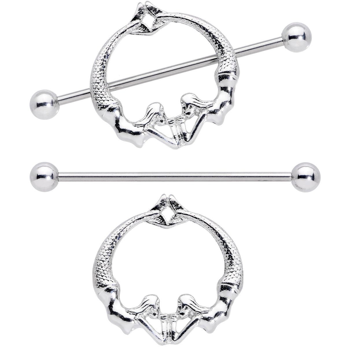 14G 13/16 Double Mermaid Nautical Nipple Shield Set