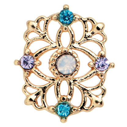 20G 1/4 White Synthetic Opal Gold Tone Web Nose Bone