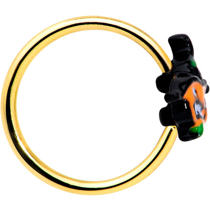 20G 5/16 Gold Tone Growling Pumpkin Halloween Nose Hoop