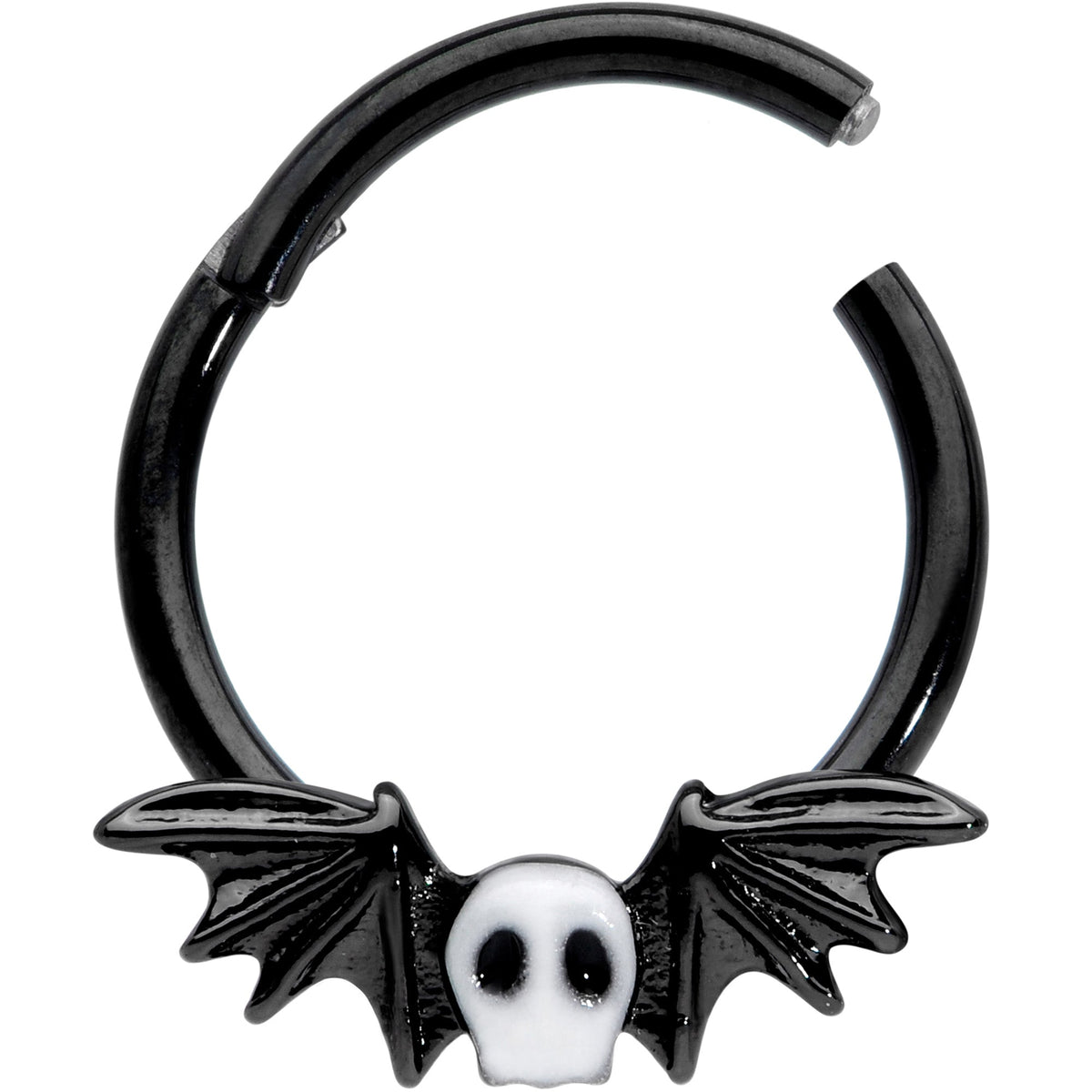 16G 3/8 Wing Skull Memento Mori Halloween Hinged Segment Ring