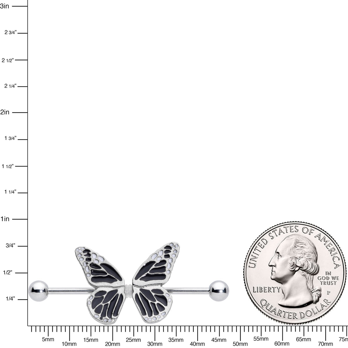 14G 7/8 Split Butterfly Barbell Nipple Ring Set