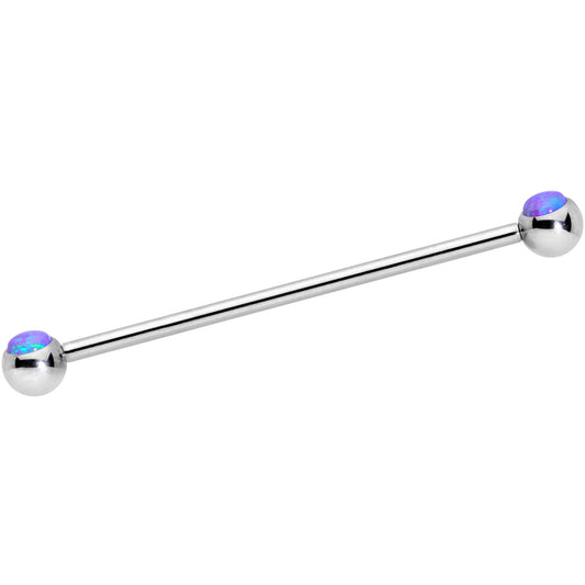 14G Purple Faux Opal Ball Ends Industrial Barbell 35mm